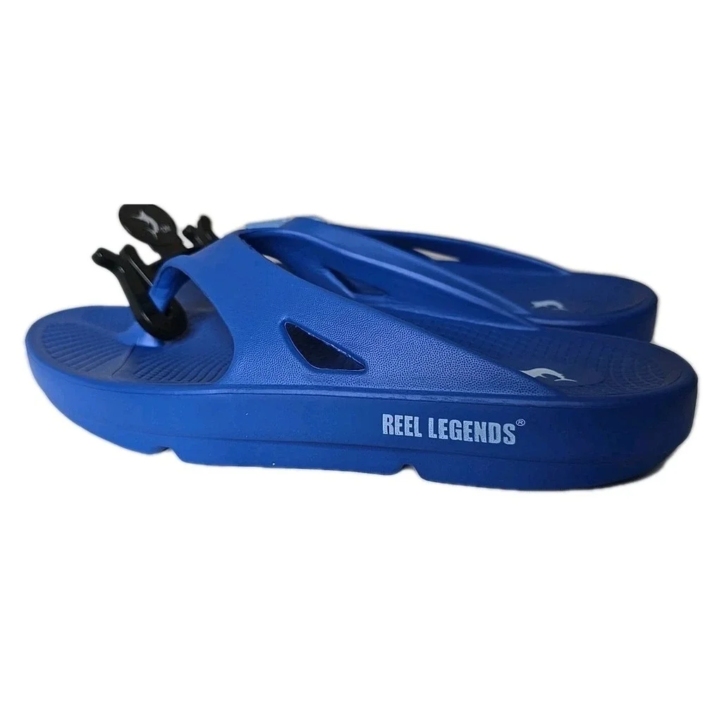 Reel Legends NWT Blue Money Flip Flop Sandals Men's Size 12 Molded Rubber Shoes